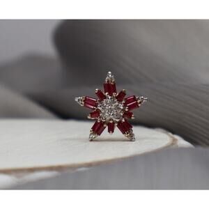 14k Yellow Gold Diamond & Ruby Star Pendant 2.63G / 0.6 Inches